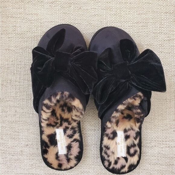 Kate Spade Black Bow Slippers Sz 6 - Picture 8 of 11